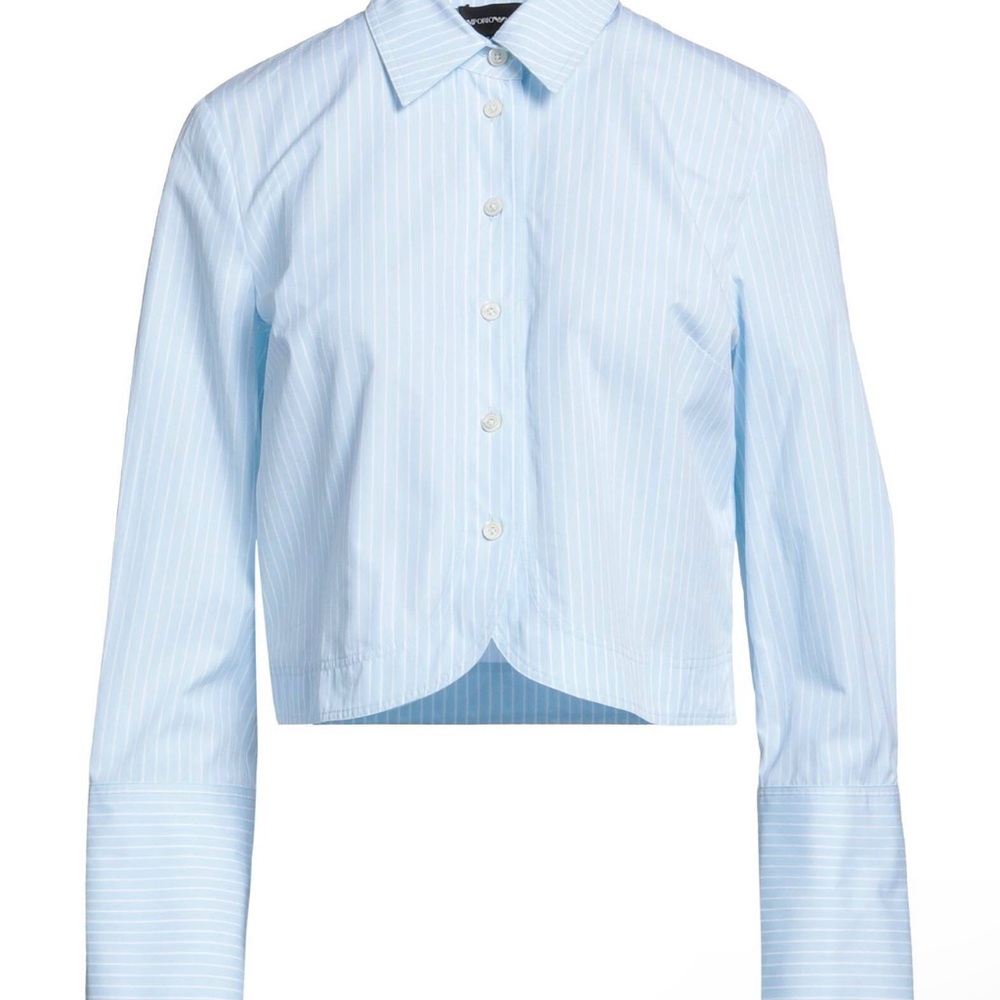 Emporio Armani Woman’s Light Blue Striped Button-Up Shirt